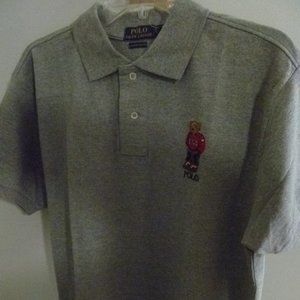 NWT POLO RALPH LAUREN TEDDY BEAR CUSTOM FIT POLO - GRAY - MEDIUM